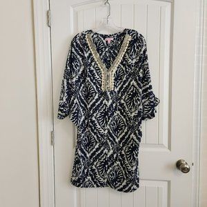 Lilly Pulitzer Beaded Navy Dress Size Large